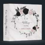 elegant black pink floral wreath marble album binder<br><div class="desc">elegant black and soft pink flowers grey leaves botanical wreath on marble background wedding photo album
The glitter details are simulated</div>
