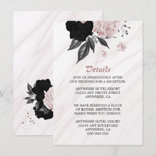 Elegant black pink flowers detail enclosure card