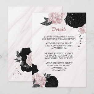 Elegant black pink flowers detail enclosure card