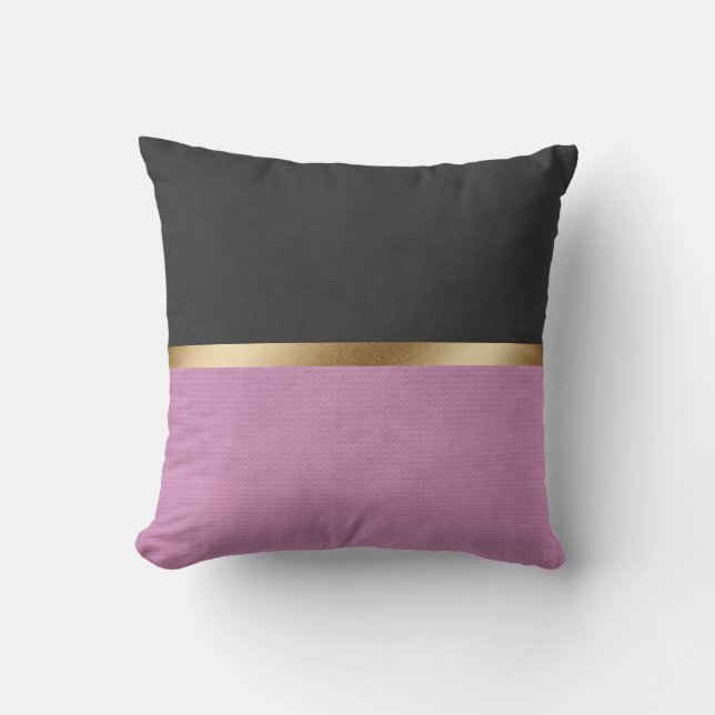 Elegant Black Pink Leather Throw Pillow (Front)