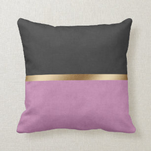 Elegant Black Pink Leather Throw Pillow