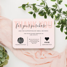 Elegant Black Pink Script Logo Customer Thank You