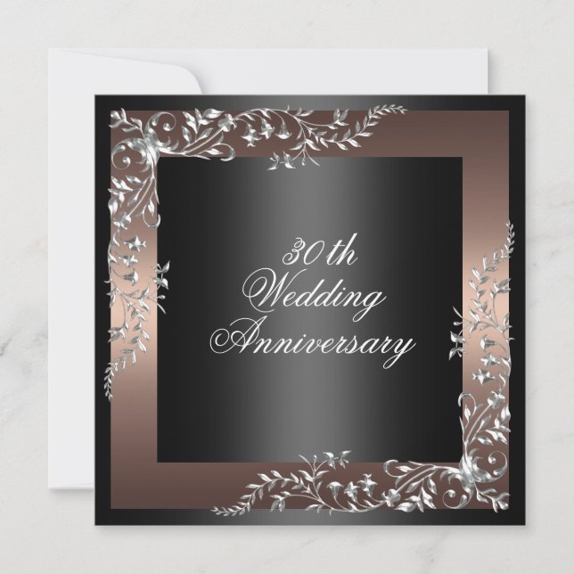 Elegant Black/Pink wedding anniversary Invitation (Front)