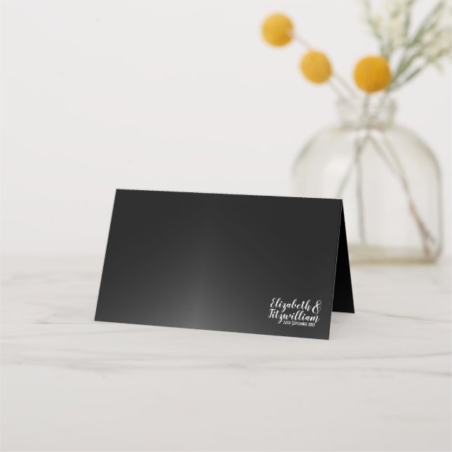 Elegant Black Place Card or Escort Card (Front)