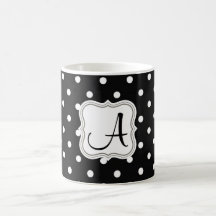 Elegant black polka dots monogrammed initial name