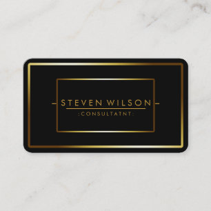 Elegant Black Professional Modern Plain Gold Business Card