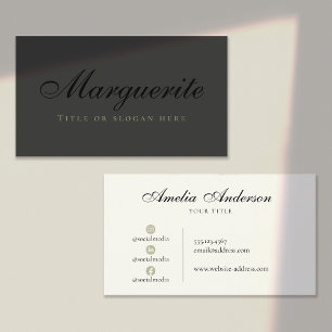 Elegant Black Professional Social Media  Business Card