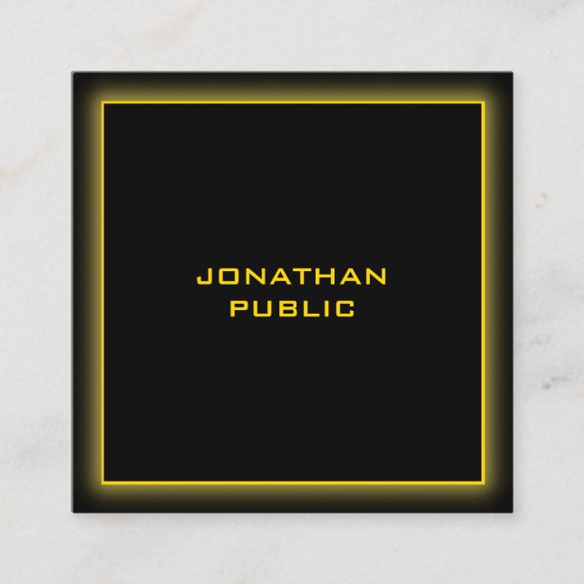 Elegant Black Professional Template Gold Text Square Business Card (Front)