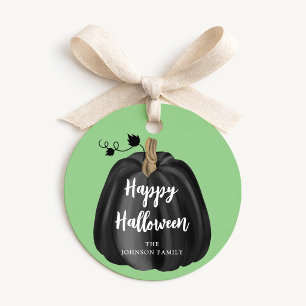 Elegant Black Pumpkin Halloween  Favour Tags