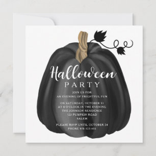 Elegant Black Pumpkin Halloween Party Invitation