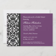 Elegant Black Purple Floral Damask Bridal Shower