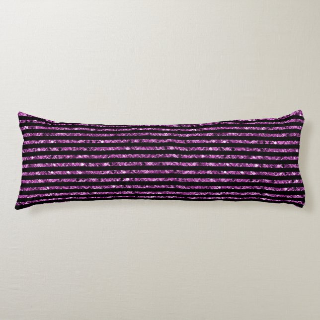 Elegant Black Purple Glitter Glam Sparkle Bedding  Body Pillow (Front)