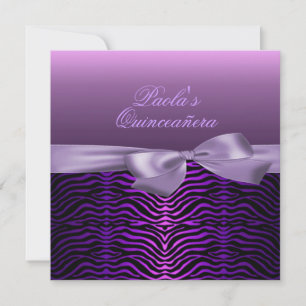 Elegant Black/Purple Zebra Quinceañera Invitation