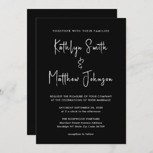 Elegant Black QR Code All In One Modern Wedding Invitation