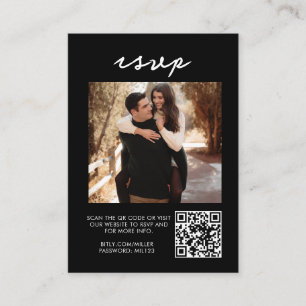 Elegant Black Qr Code Wedding RSVP Enclosure Card