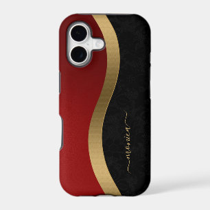 Elegant Black Red and Gold Personalized