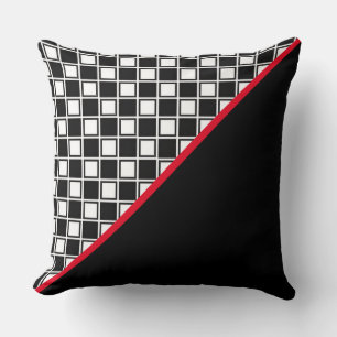 Elegant Black Red and White Throw Pillow