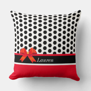 Elegant Black Red and White Throw Pillow
