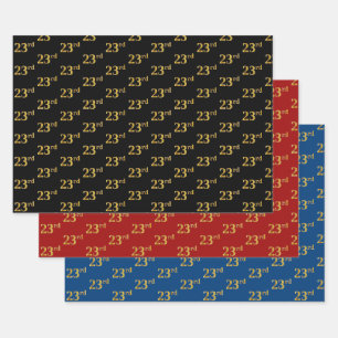 Elegant Black, Red, Blue, Faux Gold 23rd Event # Wrapping Paper Sheet