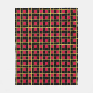 Elegant Black Red Chequered Pattern Fleece Blanket