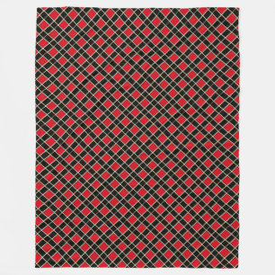 Elegant Black Red Chequered Pattern Fleece Blanket