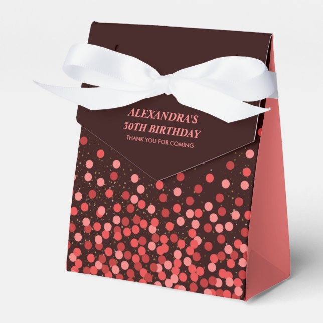 Elegant Black Red Confetti Thank You  Favor Box (Front Side)