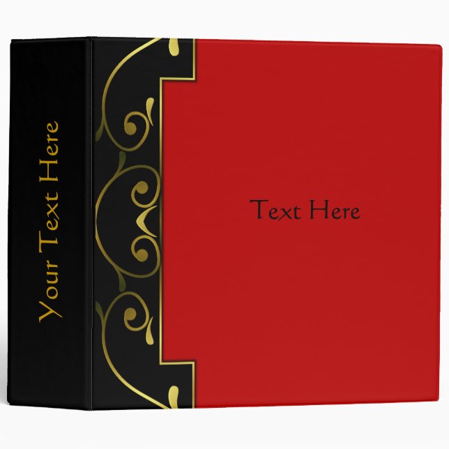 Elegant Black & Red Custom Binder (Front/Spine)
