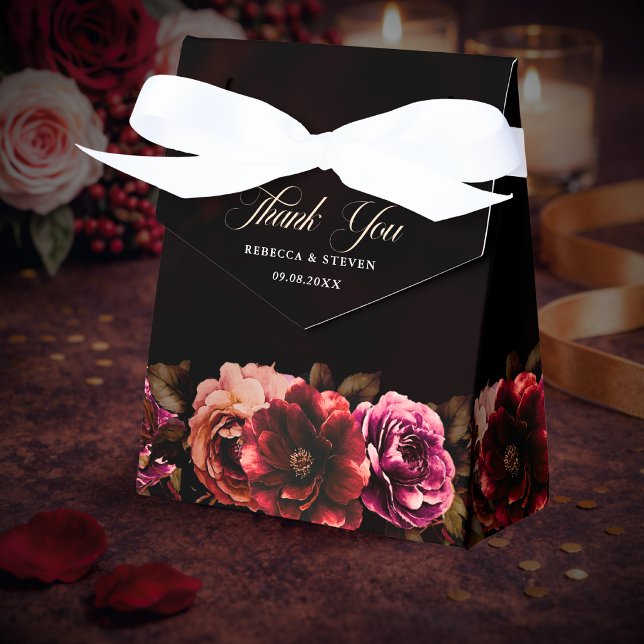 Elegant black red floral cute romantic wedding  favor box (Creator Uploaded)