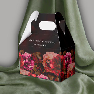 Elegant black red floral wedding romantic favor box