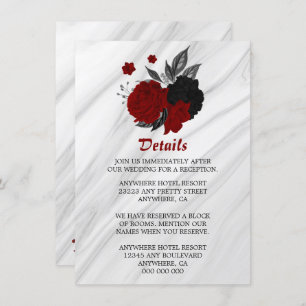 Elegant black & red flowers details  enclosure card
