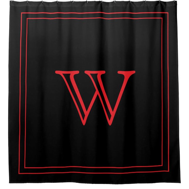 Elegant Black &Red Initial Monogram  (Front)