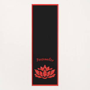 Elegant Black Red Lotus Flower Zen Yoga Namaste Mat