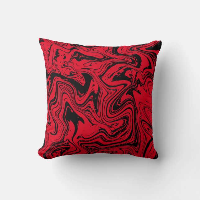 Elegant Black Red Marble  Throw Pillow (Front)