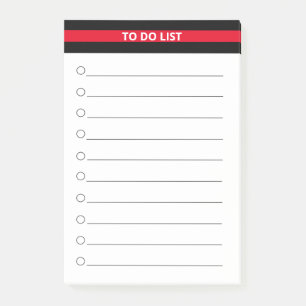 Elegant Black Red Personalized To Do List Post-it Notes