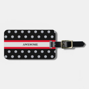 Elegant Black Red Silver Luggage Tag