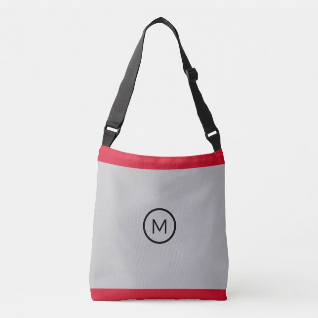 Elegant Black, Red & Silver Striped Crossbody Bag (Front)