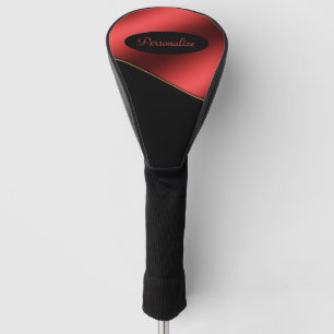 Elegant Black Red Stylish Wave Design Personalize Golf Head Cover
