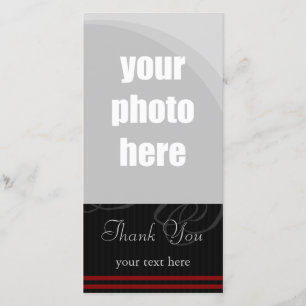 Elegant Black/Red "Thank You" Thank You Card
