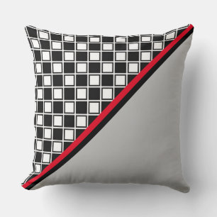 Elegant Black, Red, White & Silver Colours Throw Pillow