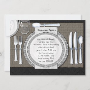 Elegant Black Rehearsal Dinner Invitations