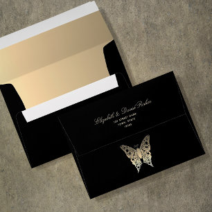 Elegant Black Return Address 5x7 Envelope