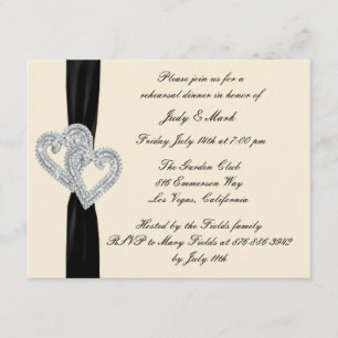Elegant Black Ribbon Rehearsal Dinner Invitation
