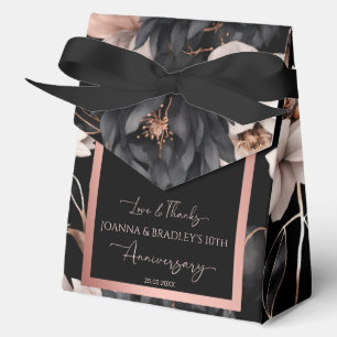 Elegant black rose gold anniversary favours favor box