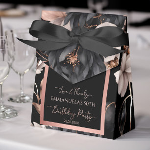 Elegant black rose gold birthday favors template favor box