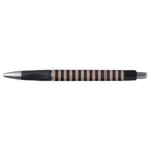 Elegant Black Rose Gold Glitter Striped  Pen