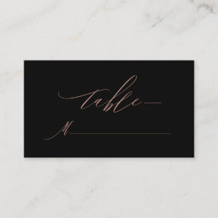 Elegant Black Rose Gold Script Monogram Wedding Place Card