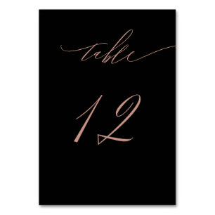 Elegant Black Rose Gold Script No 12 Wedding Table Number
