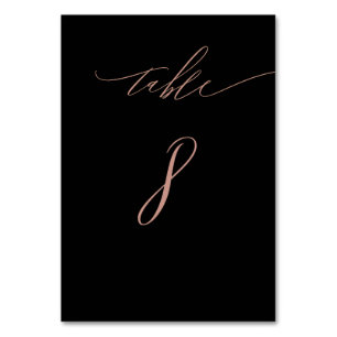 Elegant Black Rose Gold Script No 8 Wedding Table Number