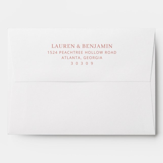 Elegant Black Rose Gold Typographic Envelope (Back (Top Flap))