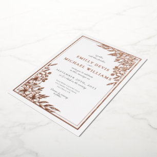 Elegant Black Rose Gold Wedding Foil Invitation